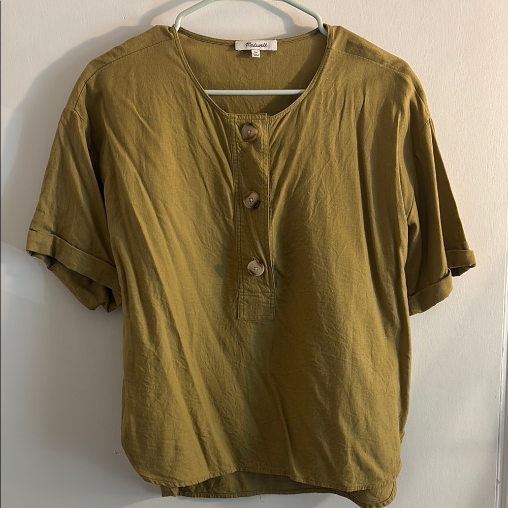 Madewell Women's Olive Green Button-Up Top